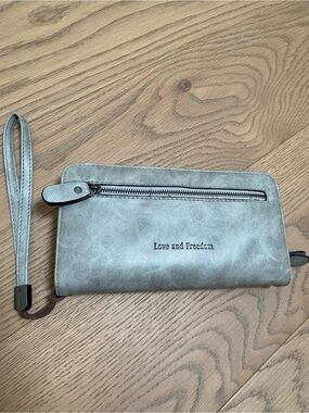 Love and Freedom Wristlet in Grey